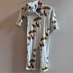 Milkbarn 6-12month “Panda with Umbrella” Print Hooded Outfit Organic Cotton